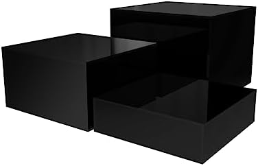 Marketing Holders 3 Piece Acrylic Display Riser Boxes Black