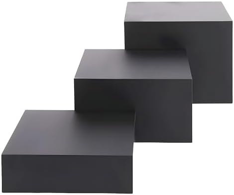 Generic Black Cube 3 Piece Set Nesting Risers with Hollow Bottoms 1