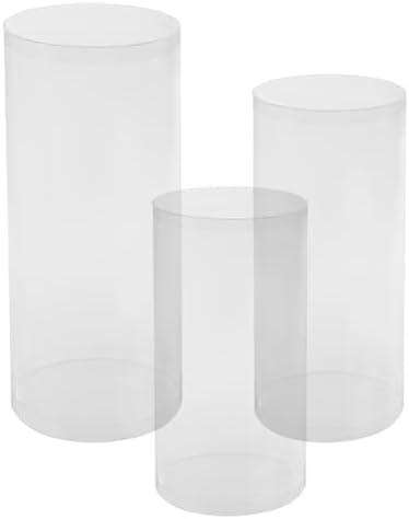 DYRABREST 3-Piece Clear Acrylic Cylinder Pedestal Stands