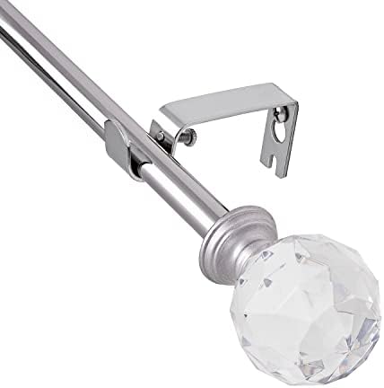 BOOM JOG Acrylic Ball Finials Curtain Rod Set Chrome 28-48 Inch