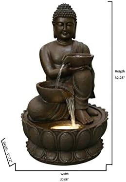 Hi-Line Gift Ltd Large Buddha Fountain with Warm White LED
