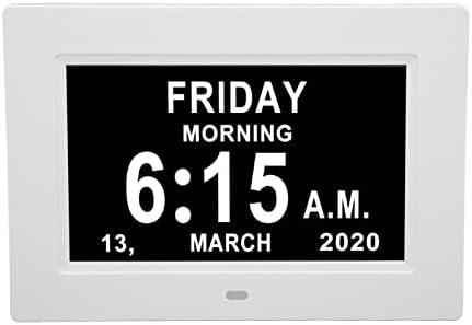 Tangxi 7 Inch Auto Dimmable Digital Day Clock with 8 Languages