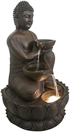 Hi-Line Gift Ltd Large Buddha Fountain with Warm White LED
