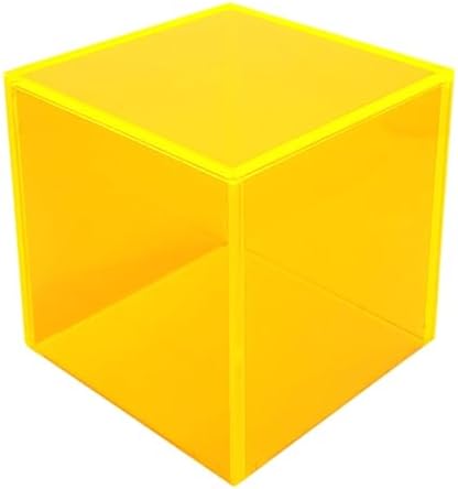 New 2x2x2 Acrylic Display Riser Box Cube Pedestal Stand Neon Yellow