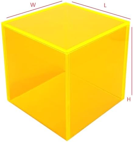 New 2x2x2 Acrylic Display Riser Box Cube Pedestal Stand Neon Yellow