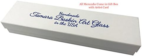Tamara Baskin Art Glass Mezuzah - Blue Handmade in USA