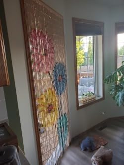 Wood Beaded Curtain - 90 Strands - Boho Door Beads - Handmade Hand Painted