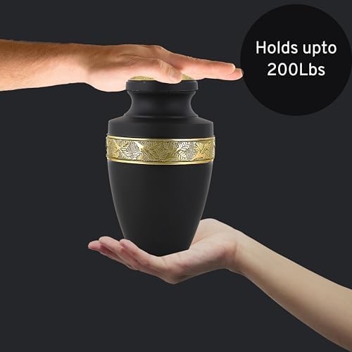 Metal Alloy Decorative Urn for Human Ashes - Black Gold