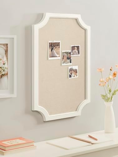 Hogan Framed Scalloped Decorative Wall Pinboard White 18x30