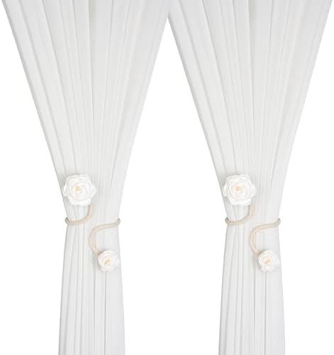 SUQ I OME 2 Pieces Handmade Artificial Flower Curtain Holdbacks