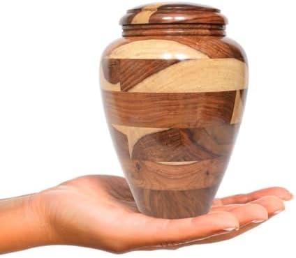 Small Wooden Cremation Urn - Handcrafted Memorial for Human and Pet Ashes