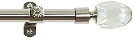 ACHIM Crystal Royalle Curtain Rods with Finials 28 to 48 Inch Silver