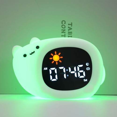 Cute Animal Alarm Clock with Night Light and White Noise
