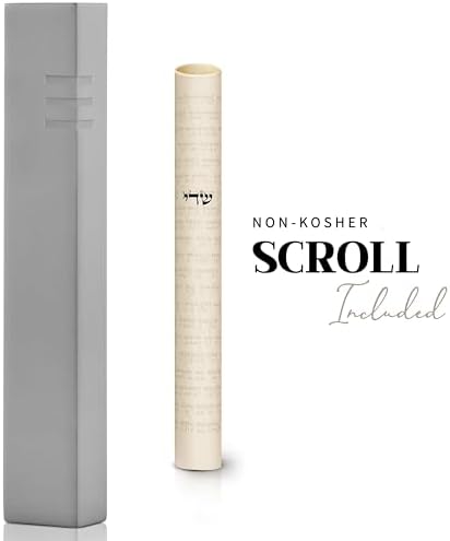 SURI Modern Concrete Mezuzah Case with Scroll and Gift Box