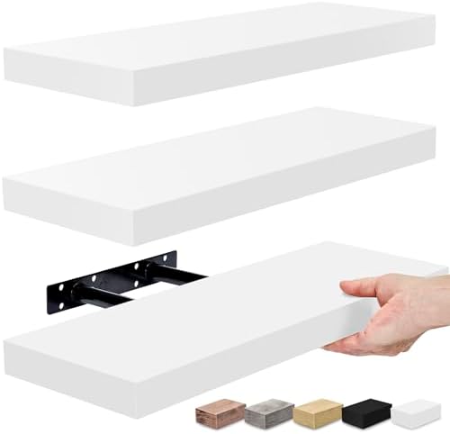 Sorbus Floating Shelves for Wall 3 Pack White