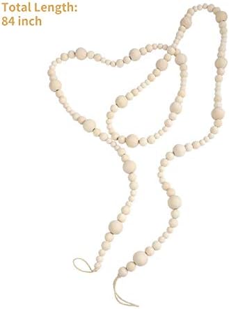 DF DUALFERV Wood Bead Garland 84 Inch Boho Decor