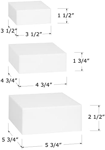 Red Co Glossy White Small Acrylic Cubic Display Riser Stands - 3 Pack