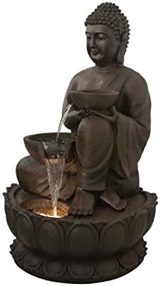 Hi-Line Gift Ltd Large Buddha Fountain with Warm White LED