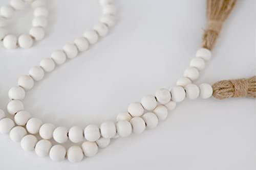 Rool 58in Wood Bead Garland with Tassels Natural