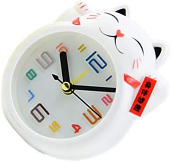 BESPORTBLE Lucky Cat Desk Clock Alarm Clock White