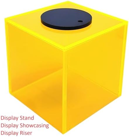 New 2x2x2 Acrylic Display Riser Box Cube Pedestal Stand Neon Yellow