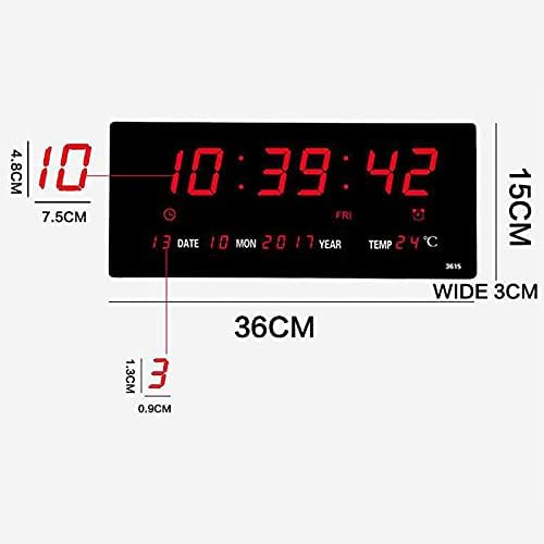 LED Wall Clock with Digital Display and Alarm Features