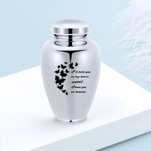 Imrsanl Cremation Urn for Human Ashes Stainless Steel Engraved Butterfly Keepsake Urn