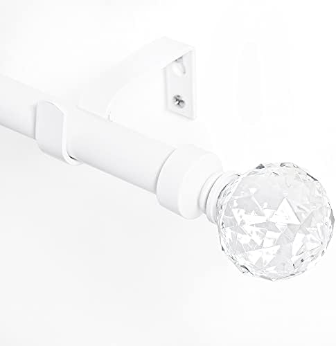 NICETOWN Adjustable Curtain Rod with Faceted Ball Ends 28-48 Inches Matte White