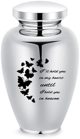 Imrsanl Cremation Urn for Human Ashes Stainless Steel Engraved Butterfly Keepsake Urn