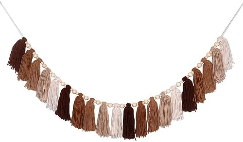 Brown Boho Tassel Garland with Terracotta Beads