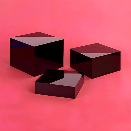 Generic Black Cube 3 Piece Set Nesting Risers with Hollow Bottoms 1