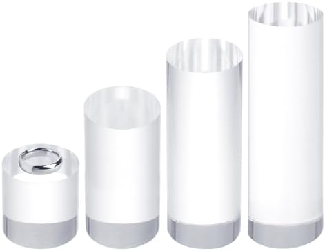 Uxcell 4pcs Acrylic Cylinder Display Blocks Clear Jewelry Stand