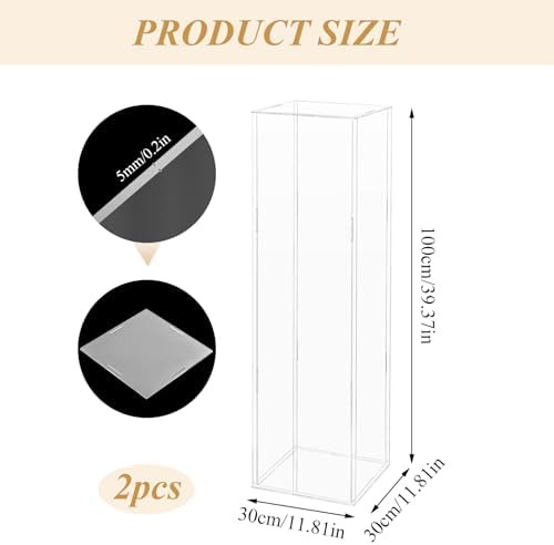 2PCS Clear Acrylic Cube Pedestal Display Stand