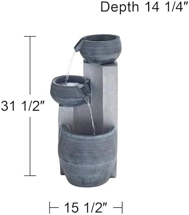 John Timberland Three Bowl Floor Standing Fountain with LED Light