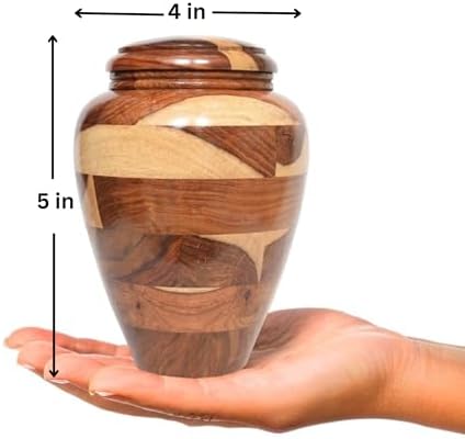 Small Wooden Cremation Urn - Handcrafted Memorial for Human and Pet Ashes