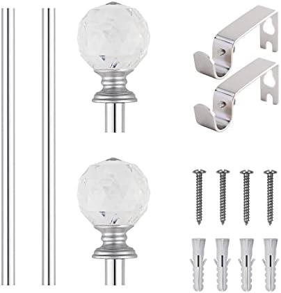 BOOM JOG Acrylic Ball Finials Curtain Rod Set Chrome 28-48 Inch