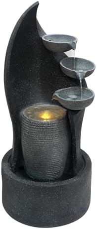 G-LEAF 35 Inch 3-Tier Cascading Bowl Fountain with LED Lights