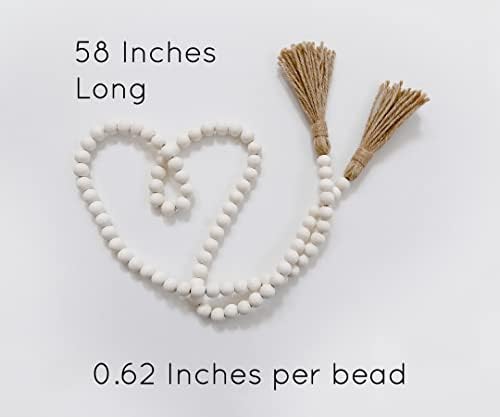 Rool 58in Wood Bead Garland with Tassels Natural