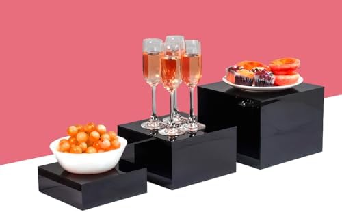 Generic Black Cube 3 Piece Set Nesting Risers with Hollow Bottoms 1