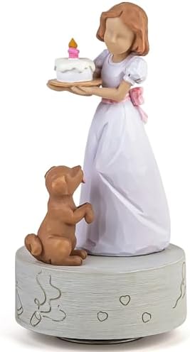 Happy Birthday Musical Box Figurine for Girls and Dogs