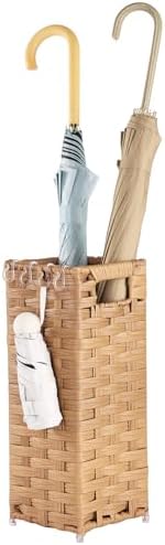 Waohanaz Rattan Umbrella Stand with Drip Tray and 4 Hooks