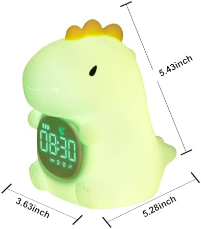 Dinosaur Alarm Clock with Sleep Training and Night Light for Kids