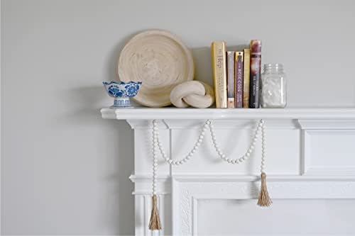 Rool 58in Wood Bead Garland with Tassels Natural