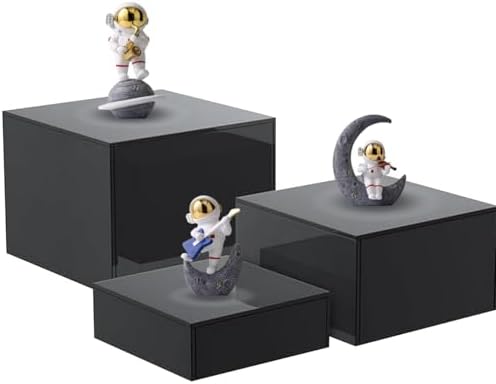 Generic Black Cube 3 Piece Set Nesting Risers with Hollow Bottoms 1