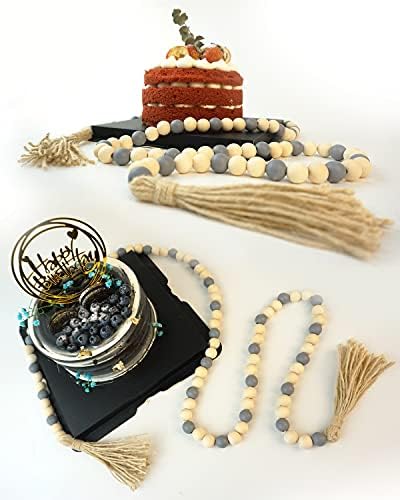 Wooden Beads Garland with Tassels 61 Inch