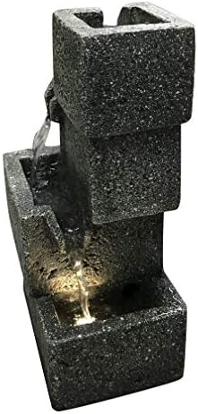 Hi-Line Gift Concrete Crates Fountain with LED Lights Grey