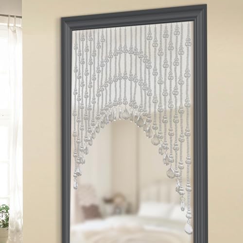 25 Strings Beaded Door Curtain with Adjustable Width and Glass Crystals
