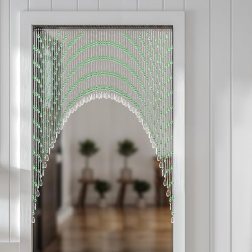TFCFL Arched Crystal Bead Curtain 60 Strings Green