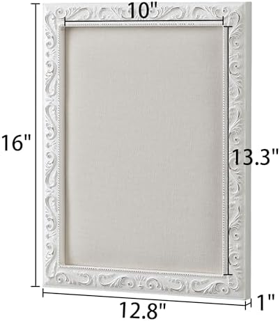 SOFE Rustic Bulletin Board for Wall - White Linen 16x13 Inches