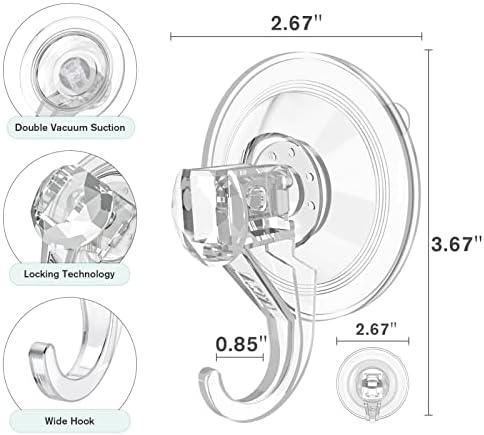VISV Clear Wreath Hanger 4 Pcs Heavy Duty Suction Hooks